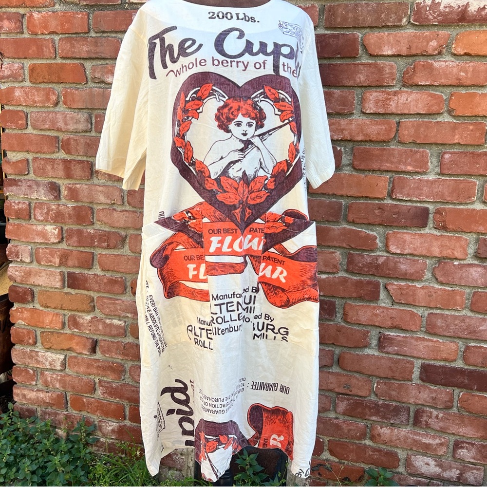 Vintage-Inspired Cream and Red Graphic Maxi Dress